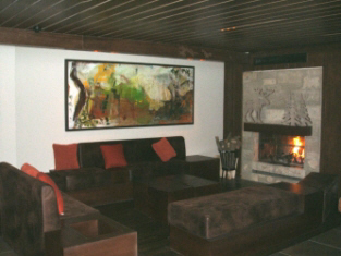 Fireplace lounge at Hotel Eleven
